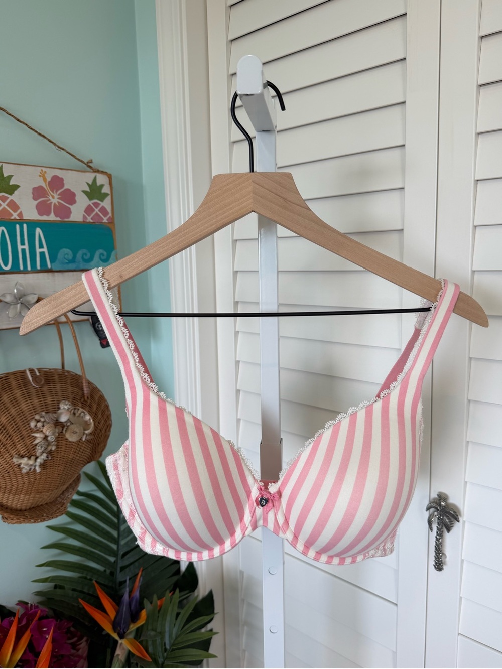 Victoria's Secret Pink and White Striped Underwire Bra